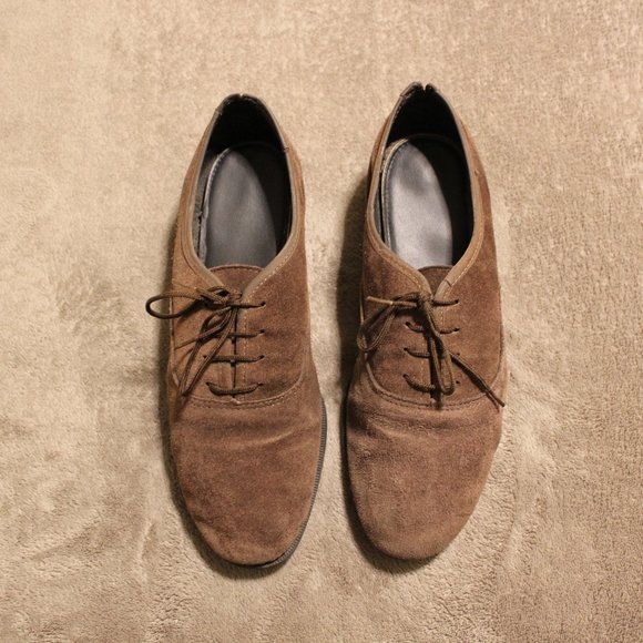 American Apparel Brown Suede Oxfords Size 9 - Picture 1 of 6